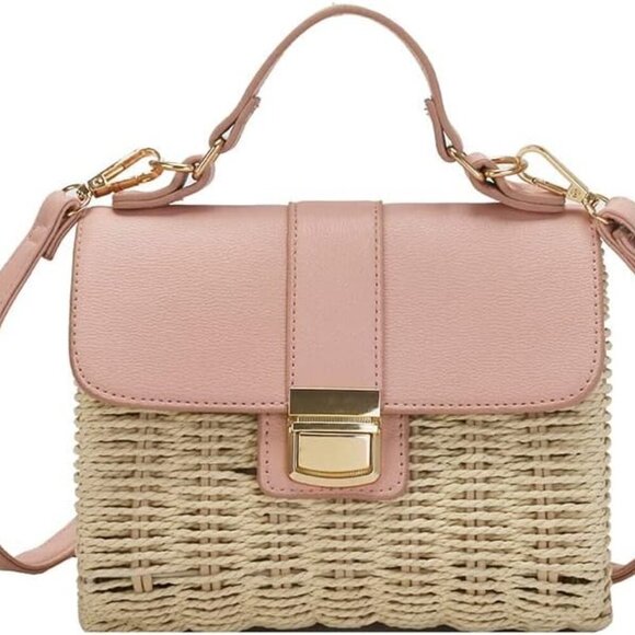 Handbags - Small Straw Crossbody Bag Women Rattan Woven Top Handle Summer Beach Purse